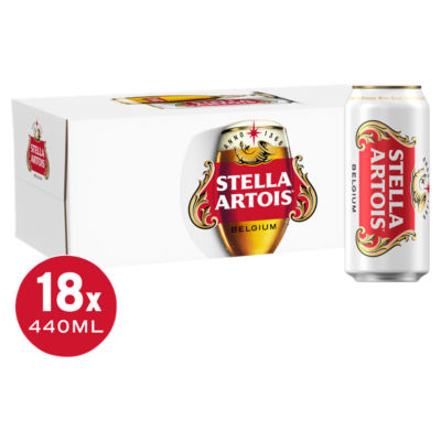 Stella Artois Premium Lager Beer Cans 18x440ml