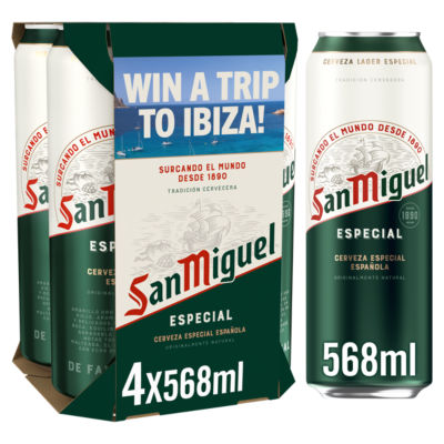 San Miguel Premium Lager Beer Cans 4x568ml