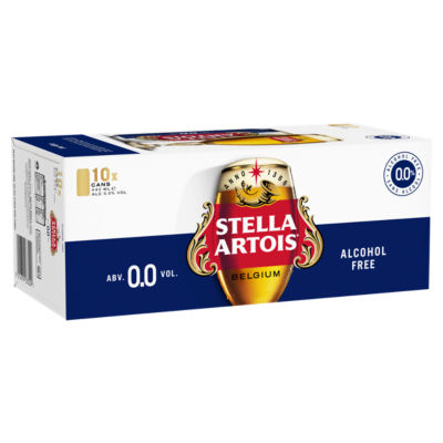 Stella Artois 0.0% Alcohol Free Premium Lager Beer Cans 10 x 440ml
