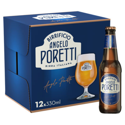 ANGELO PORETTI Premium Italian Lager Beer Bottle 12x330ml