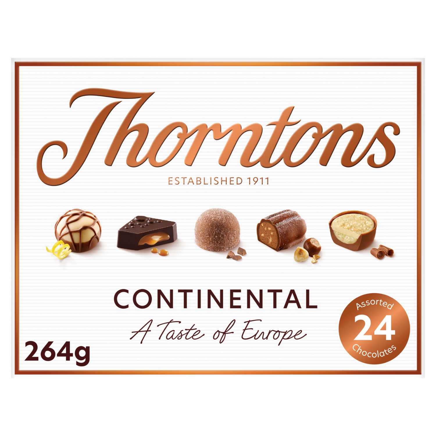Thorntons Continental Collection Milk, Dark & White Chocolate Gift Box 264g