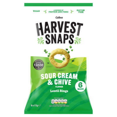 Harvest Snaps Tangy Sour Cream & Chive Lentil Rings 6 x 17g