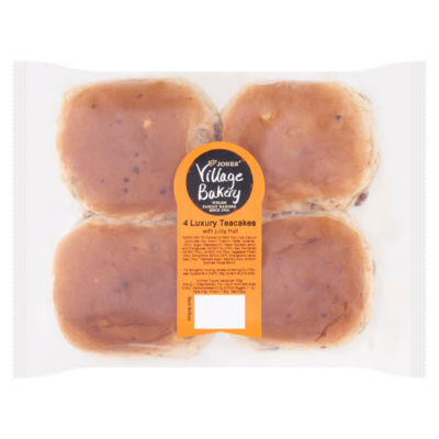 Jones Village Bakery 4 Luxury Teacakes with Juicy Fruit