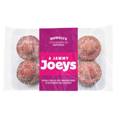 Howells Handmade Howell House Jammy Joeys - Raspberry and Coconut Soft Madeira Buns 6 Pack