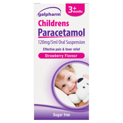 Galpamol Strawberry Flavour Childrens Paracetamol 120mg/5ml Oral Suspension 3+ Months 100ml
