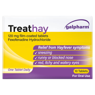 Galpharm Treathay 120mg Film-Coated Tablets Fexofenadine Hydrochloride 10 Tablets