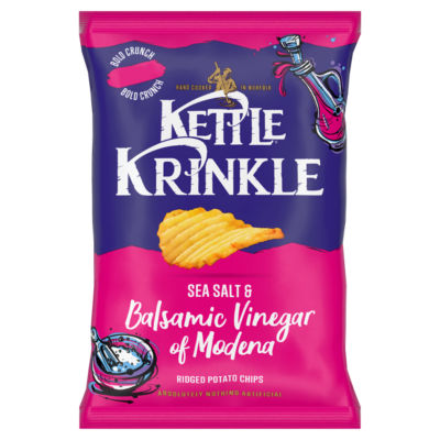 Kettle Krinkle Sea Salt & Balsamic Vinegar of Modena Ridged Potato Chips 130g