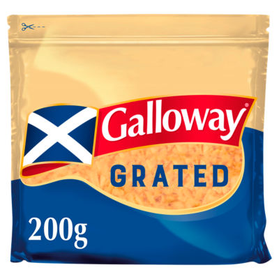 Galloway Grated Medium Scottish Coloured Cheddar Cheese 200g