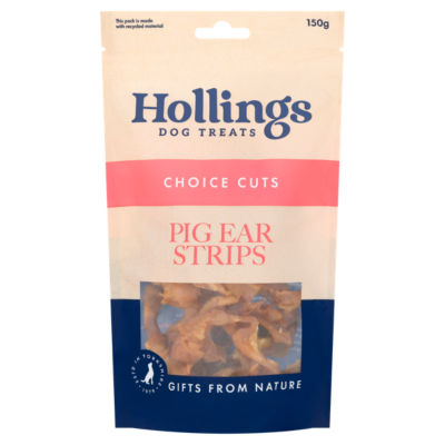 Hollings Pig Ear Strips Natural Dog Treats 150g