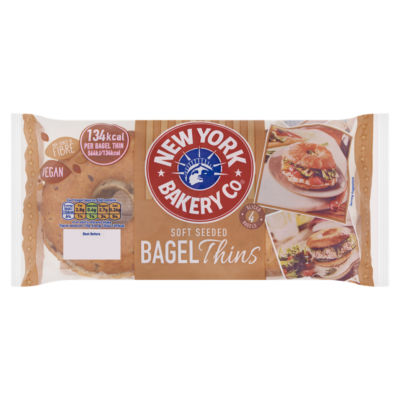 New York Bakery Co 4 Sliced Soft Seeded Bagel Thins