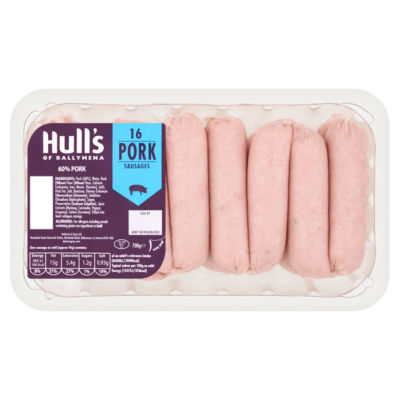 Hulls 16 Pork Sausages 700g
