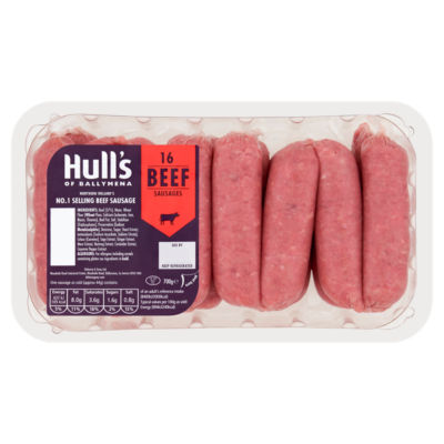 Hulls 16 Beef Sausages 700g