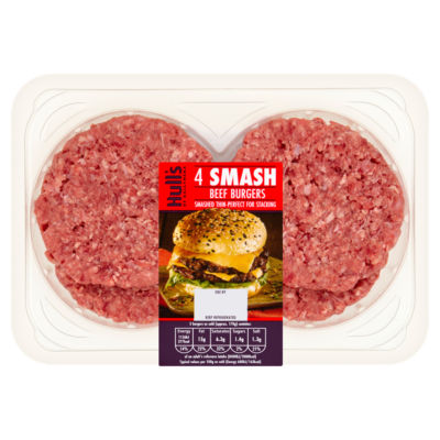 Hull's of Ballymena Hulls 4 SMASH Beef Burgers 340g