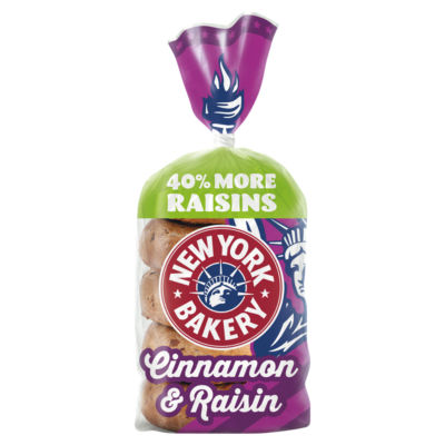 New York Bakery Co Cinnamon & Raisin Bagels