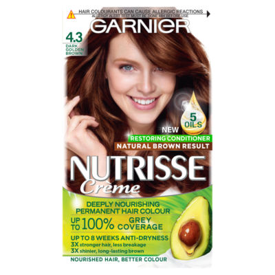 Garnier Nutrisse Creme Permanent Hair Colour - Dark Golden Brown 4.3
