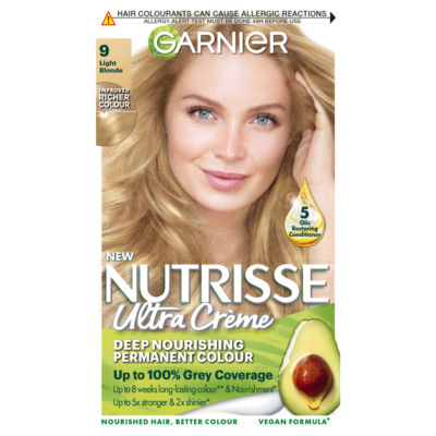 Garnier Nutrisse Nutrisse Ultra Crème Vegan Dye, 9 Light Blonde: Bright, Luminous, Long-Lasting Hair Colour.