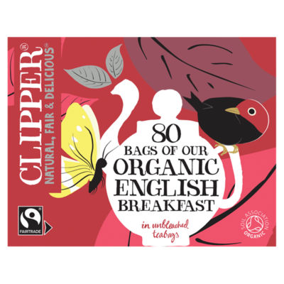 Clipper Fairtrade 80 Organic English Breakfast in Unbleached, Plastic-Free Bags 232g