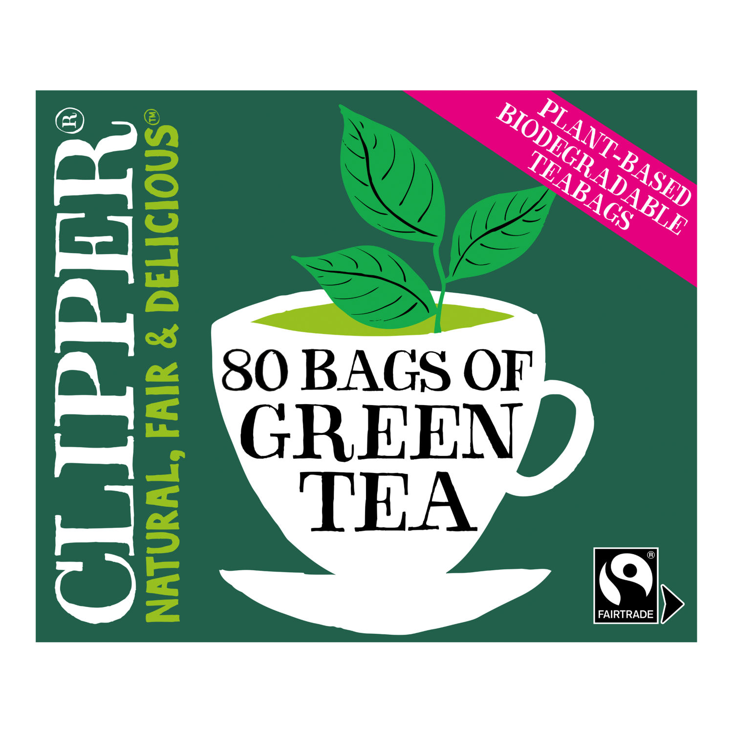 Clipper Fairtrade Pure Green Tea Bags 80 count