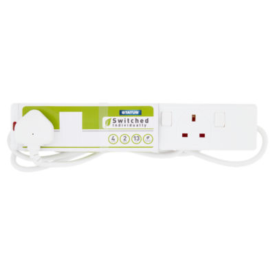Status 4 Socket, 2m Switched Extension Lead - 13amp