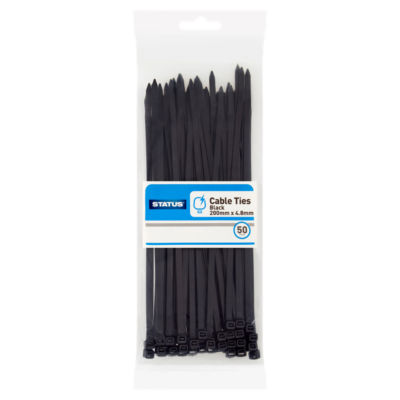 Status Cable Ties Black 50 Pack