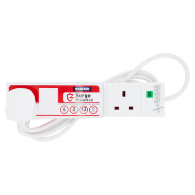 Status 4 Sockets, 2 Metre Surge Protection Extension Lead