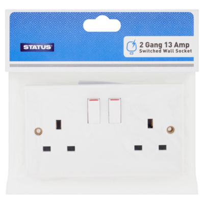 Status 2 Gang 13 Amp Switched Wall Socket