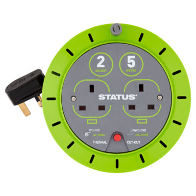 Status 2 Sockets, 5m Cassette - 13amp