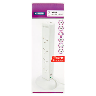 Status 2 x USB 8 Socket Tower