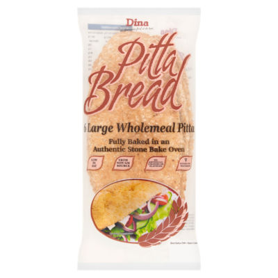Dina 6 Large Wholemeal Pitta Bread