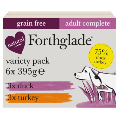Forthglade Duck & Turkey Variety Pack Complete Wet Dog Food Adult 1yr+ 6x395g