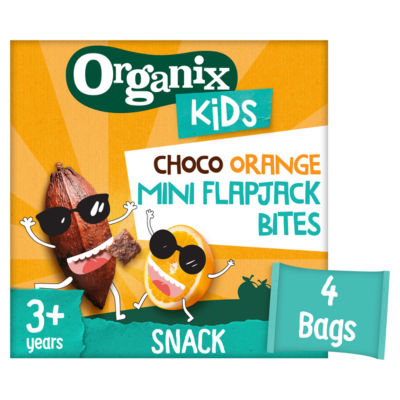 Organix Kids Snack Chocolate Orange Mini Flapjack Oaty Bar Bites Multipack 4x23g