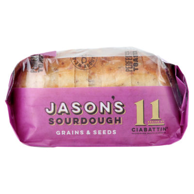 Jasons Sourdough White Ciabattin Bread with Grains & Seeds 580g