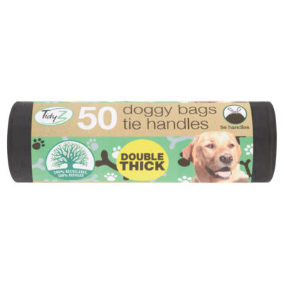 TidyZ 50 Doggy Bags Tie Handles