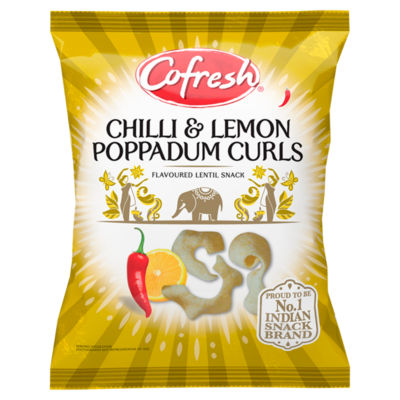 Cofresh Poppadum Curls Chilli Lemon Flavour Lentil Snack