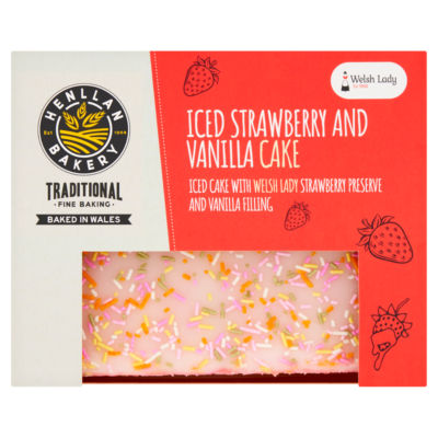 Henllan Bakery Iced Strawberry and Vanilla Cake