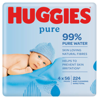 Pure Baby Wipes - 4 Packs (4 x 56 Wipes) 4X48