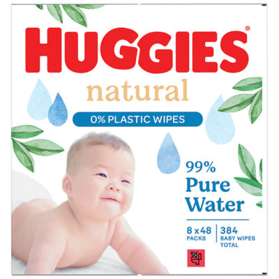 Huggies Natural 0% Plastic Wipes 8 x 48