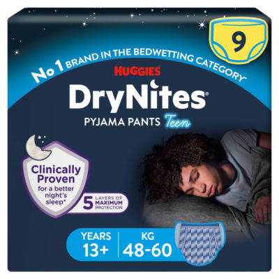 Huggies Drynites Boy Pyjama Pants For Bedwetting 13+ 48-60Kgs X 9 Pants