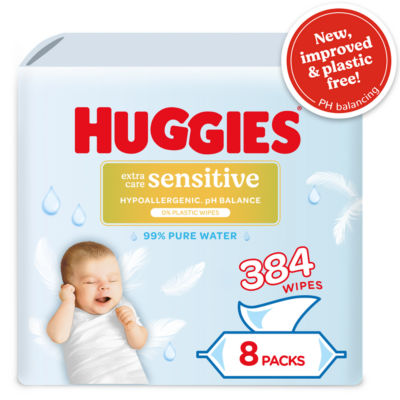 Huggies Pure Extra Care Baby Wipes - 8 Packs (8 x 56 Wipes)
