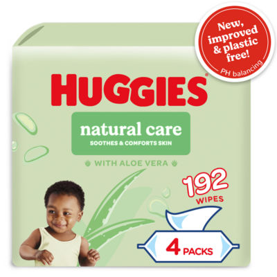 Huggies ® Huggies Natural Care Plastic Free Baby wipes - 4 packs of 48 Wipes
