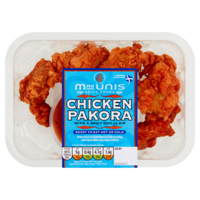 Mrs Unis Spicy Foods Chicken Pakora with a Spicy Chilli Dip 180g