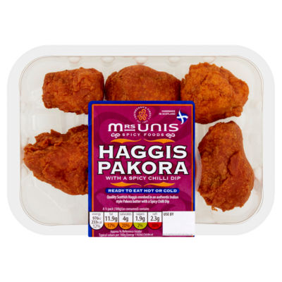 Mrs Unis Spicy Foods Haggis Pakora with a Spicy Chilli Dip 200g