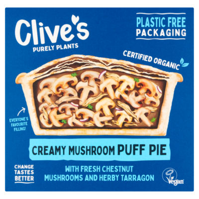 Clives Creamy Mushroom Puff Pie with Fresh Chestnut Mushrooms and Herby Tarragon 235g
