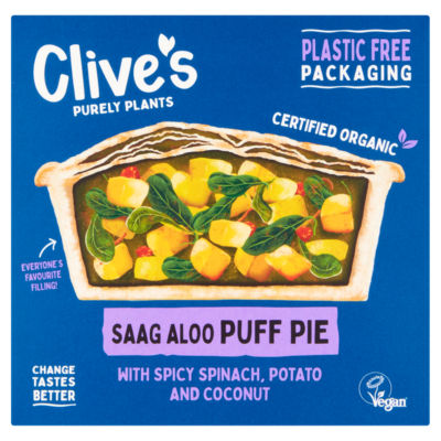 Clives Organic Saag Aloo Curry Puff Pie
