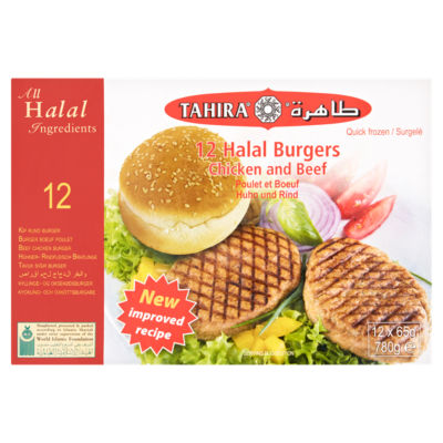 Tahira Halal Burgers Chicken and Beef 12 x 65g (780g)
