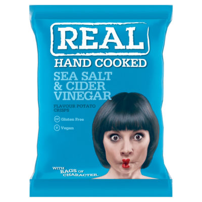 Real Hand Cooked Sea Salt & Cider Vinegar Flavour Potato Crisps 150g