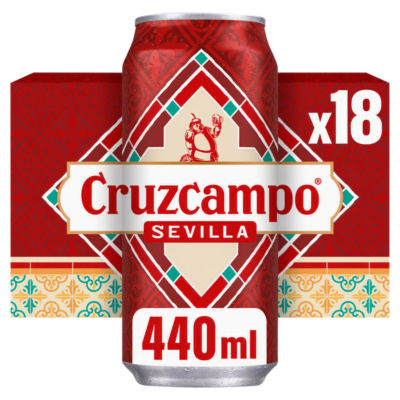 Cruzcampo Sevilla Lager Beer 4.4% ABV Cans 18x440ml
