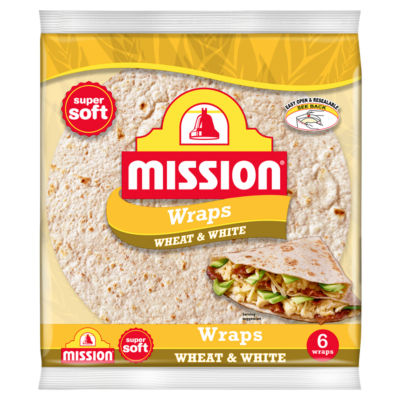 Mission Deli Wheat & White Wraps 6 Pack 367G