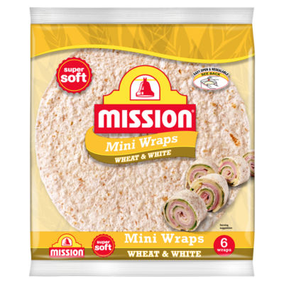 Mission Mini Wheat & White Tortilla Wraps 6 Pack
