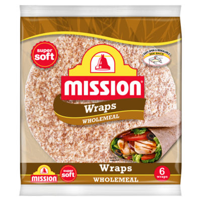 Mission Wholemeal Tortilla Wraps 6 Pack 367g